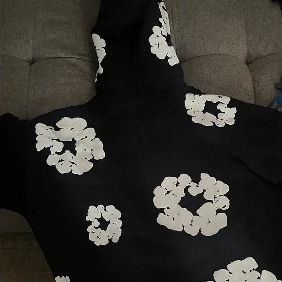 Men's Black and White Floral Hoodie